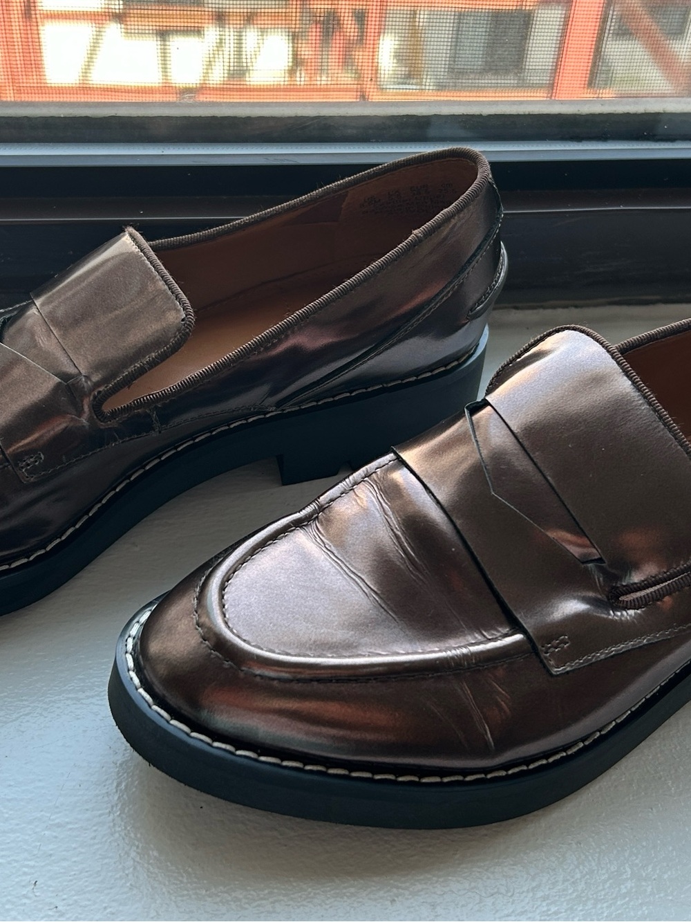Women’s Franco Sarto Copper Penny Loafers Size 8.5M